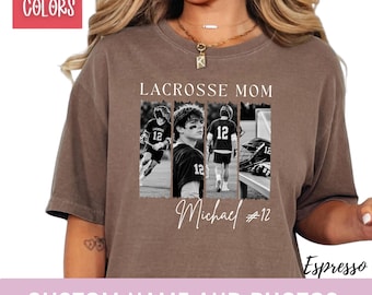 Custom Lacrosse Mom Shirt with Photos Personalized Lacrosse Sweatshirt Senior Night Gift Photo Collage Hoodie Team Mom Tee Dad Comfort Color