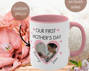 Personalized First Mother's Day Mug with Custom Photo of Baby and Mom Gift for Mothers Day Custom Coffee Cup for First Mama Gift