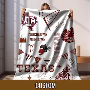 Personalized College Blanket Custom University Throw School Spirit Gift Graduation Dorm Room Bedding Team Name Logo Blanket School Pride