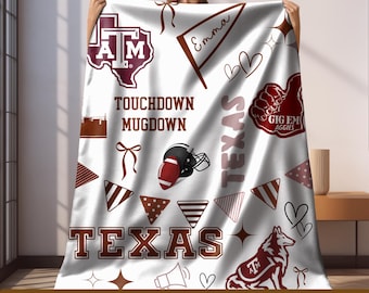 Personalized College Blanket Custom University Throw School Spirit Gift Graduation Dorm Room Bedding Team Name Logo Blanket School Pride