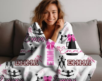 Custom Cheerleader Blanket Gift for Cheerleading Gifts for Senior Cheer Team Gift with Name on Blanket Personalized Cheerleading Room Decor