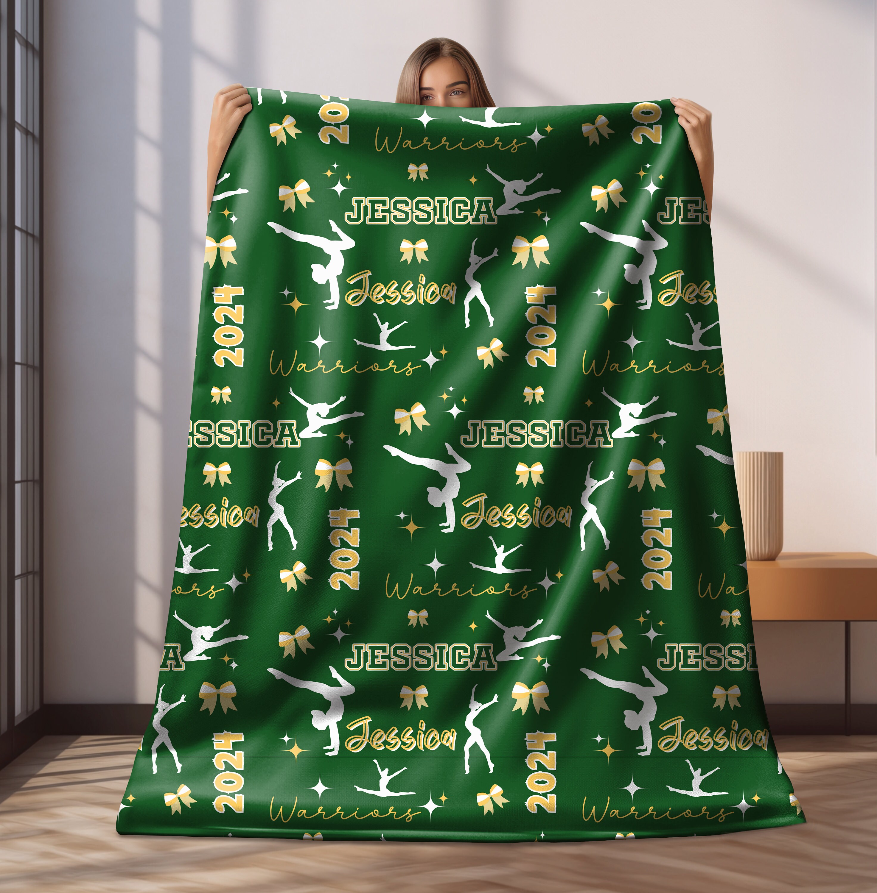 Regali di ginnastica per ragazze, coperta di ginnastica personalizzata, coperta tie-dye arcobaleno, coperta con nome, coperta per ragazze, regalo di Natale ginnasta - Italia