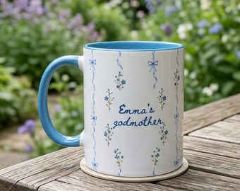 Godmother Gift Custom Striped Mug Coquette Cute Godparent Appreciation Gift Personalized Godmother Proposal Mug with Name