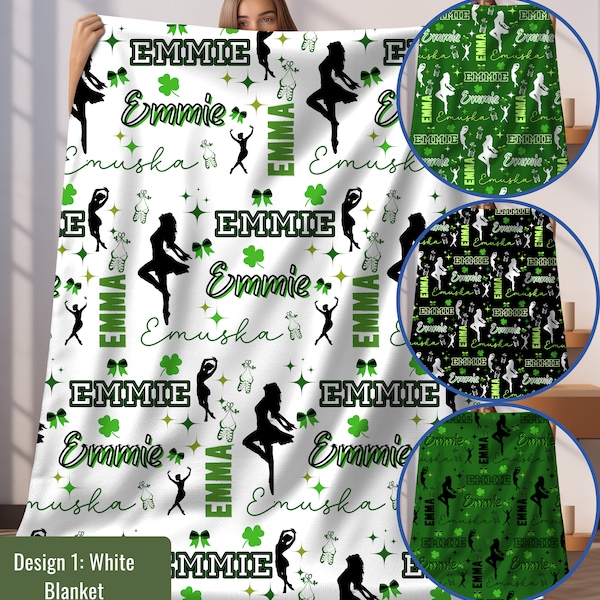 アイリッシュダンスブランケット アイルランドの女の子へのパーソナライズされたアイルランドギフト ダンサーへのカスタムギフト アイルランドの装飾 ケルトダンスブランケット リバーダンス ゲール語