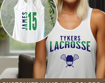 Custom Lacrosse Shirt for Women Sport Team Tshirt Logo Front and Back Personalized Lacrosse Mom Tee Shirt for Coach Gift Lacrosse Tank Top