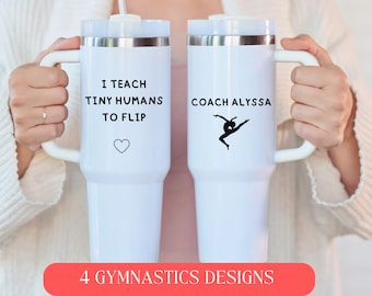 Custom Gymnastics Coach Gift 40oz Tumbler Personalized Gymnastics Gift for Coach with Name Iced Coffee Travel Mug Holiday Gift Idea Cup
