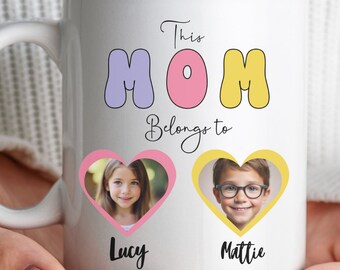 Personalized Mother's Day Mug with Custom Photos of Kids on Custom Mug for Mom Gift for Birthday Personalized Photo Mug for Mummy Present