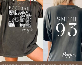 Custom Football Shirt With Photo Personalized Football Mom TShirt Brushstroke Comfort Colors Gameday Season High School Football Sweatshirt
