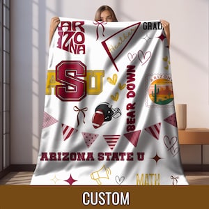 Custom University Blanket Personalized College Throw School Spirit Gift Graduation Dorm Room Bedding Team Name Logo Blanket School Pride