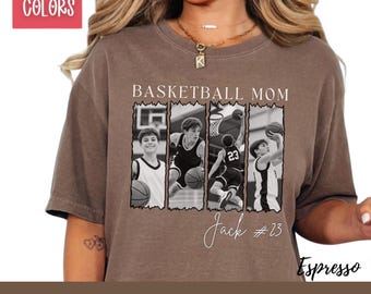 Custom Basketball Shirt With Photo Personalized Basketball Mom TShirt Brushstroke Comfort Colors Gameday High School Basketball Sweatshirt