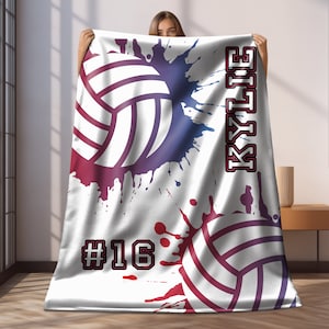 Custom Volleyball Blanket Gift for Volleyball Player Personalized Blanket for Senior Volleyball Gift for Sports Room Decor Blanket Throw