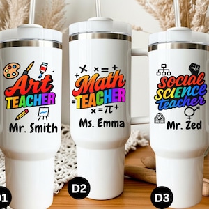 Custom Math Teacher Tumbler 40oz Personalized Teacher Gift Back to School Gift for Teacher Name Appreciation Travel Mug Cup Middle School