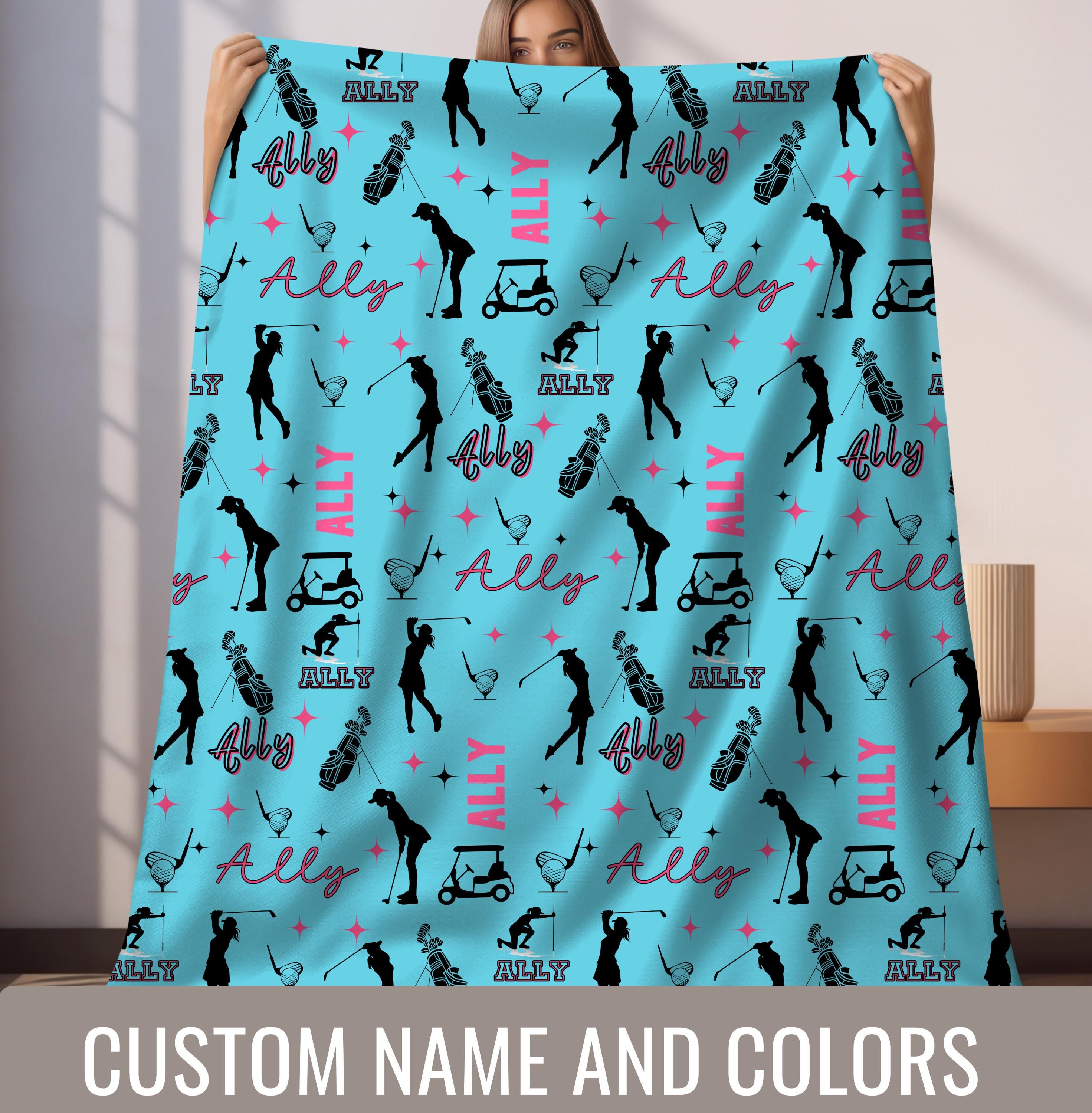 Custom Golf Blanket Mom Gift for Golfer Women Gifts Room Decor Blanket Personalized with Name Golf Tournament Gift Retirement Gift Birthday