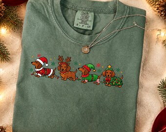 Christmas Dachshund Shirt Cute Weiner Dog Christmas Tee Funny Sausage Dog Holiday Shirt Santa Dachshund Sweatshirt Dog Mom Christmas Gift