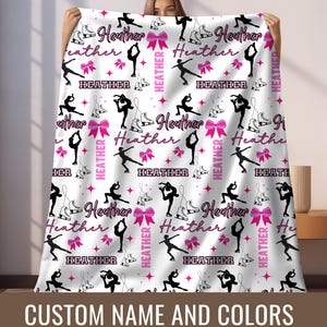 Custom Figure Skating Blanket Personalized Gift for Figure Skater Name on Throw Ice Skater Gift Room Decor Birthday Gift for Granddaughter