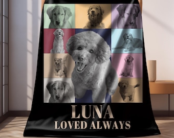 Manta personalizada para mascotas con foto y nombre de perro o gato. Regalo personalizado para papá perro o gato. Manta personalizada para perro con foto de gato.