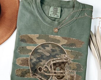 Football Mom Shirt Camo Game Day Tee Army Football Mama Sweatshirt Sports Mom Gift Vintage Football Season Hoodie Distressed Style Comfort