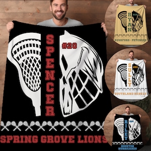 Custom Lacrosse Blanket Personalized Senior Gift for Lacrosse Coach Gift for Lacrosse Player Gift Idea with Name on Blanket Throw for Sport