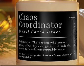 Aangepaste chaos coördinator kaars administratief assistent cadeau teammanager cadeau aangepaste naam kaars kerstcadeau supervisor collega baas