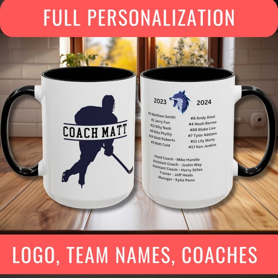 Personalized Hockey Coach Gift for Hockey Coach Custom Mug for Hockey End of Season Gift for Hockey Manager Gift Team Gifts Custom Hockey