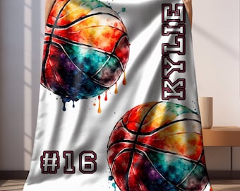 Senior Basketball Player Gifts Personalized Basketball Blanket Basketball Team Gift for Coach Custom Blanket For Kid Basketball Room Decor