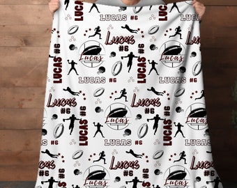 Coperta da football personalizzata, regalo per allenatore di football, regalo per senior, regali di football per ragazzo, regalo per banchetto senior, regalo per laureato, decorazione per dormitorio, giocatore