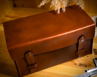 Leather Tool Bag. Toolbox for Instruments for Home or Car. Leather