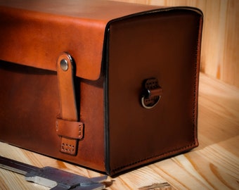 Leather Tool Bag. Toolbox for Instruments for Home or Car. Leather