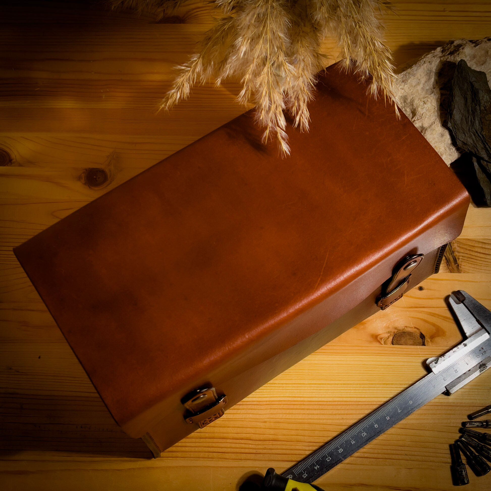Leather Tool Bag. Toolbox for Instruments for Home or Car. Leather