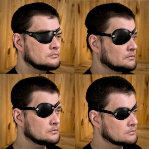 4-i-1-kit, ögonlapp i svart läder för ockludering, ögonlapp för pirat, cosplay