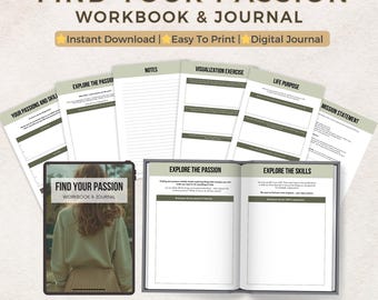 Quaderno di lavoro "Trova la tua passione": diario di auto-scoperta stampabile (download digitale)