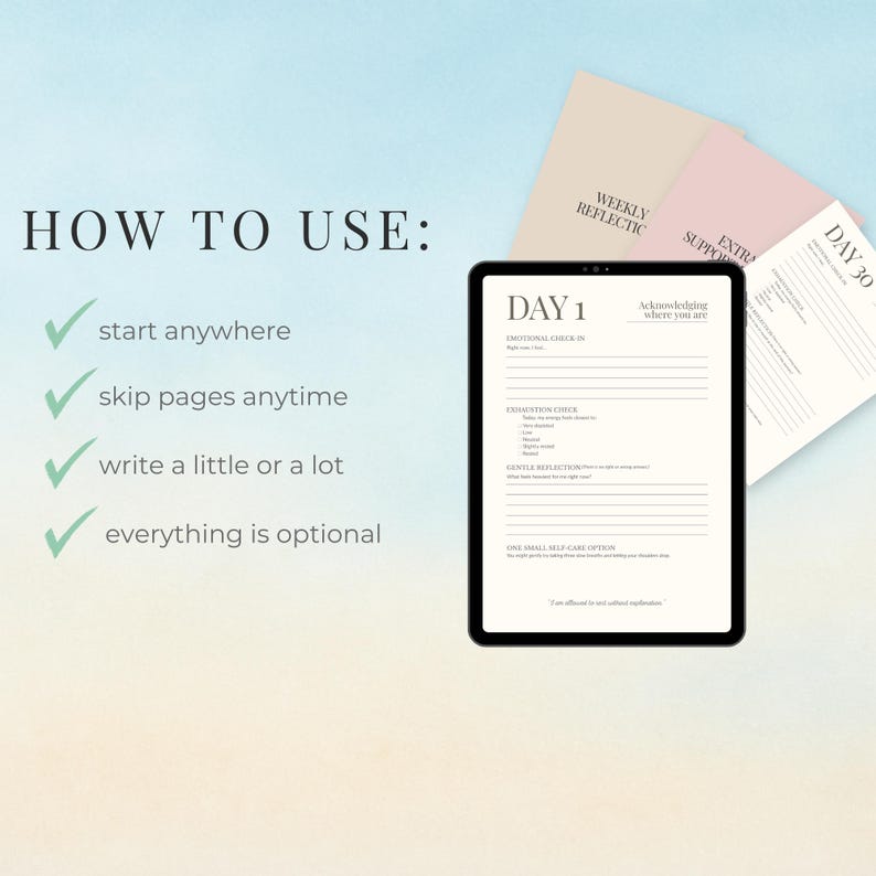 Burnout Recovery Journal for Women | Gentle 30 Day Self Care Digital ...