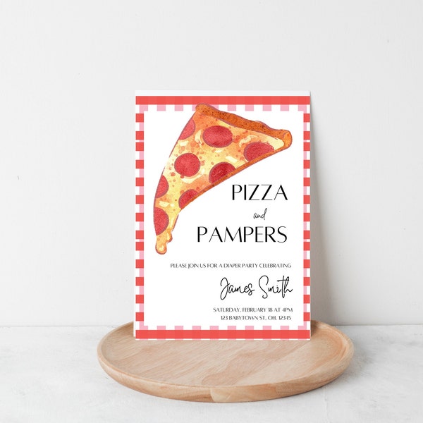 Pizza and Pampers Diaper Party Invitation