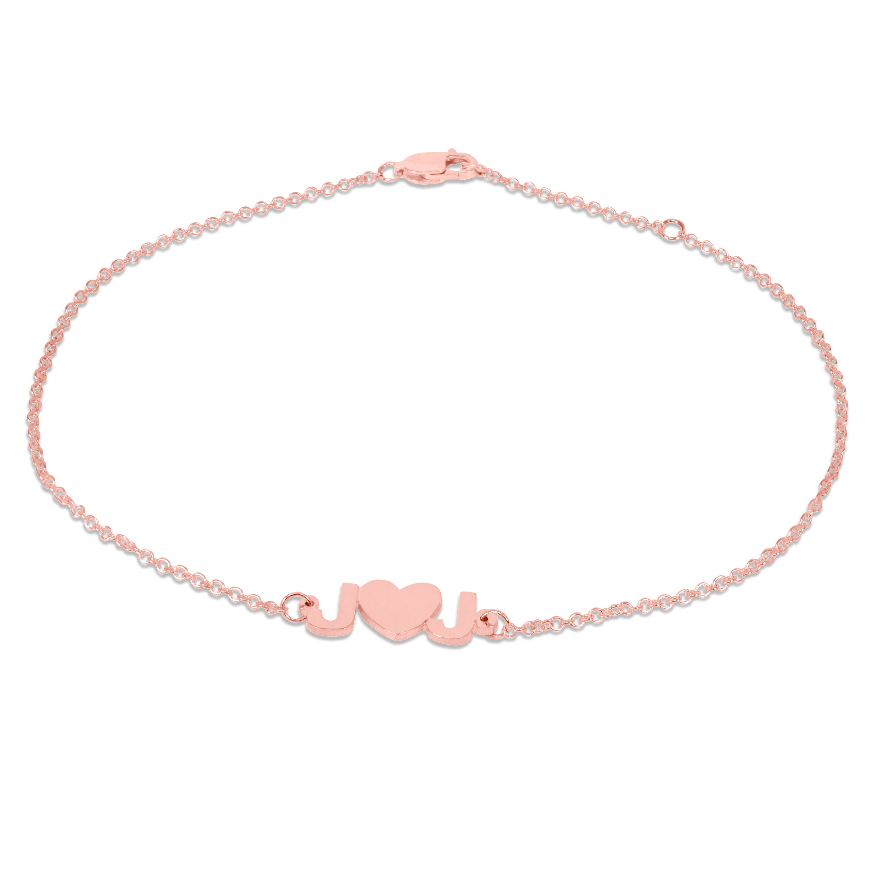 Cavigliera Argento 925 Con Lettera A-Z - Regolabile 22+4cm Con Cuore - Foto 4