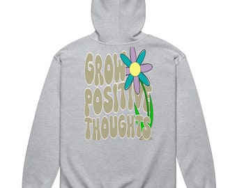 Unisex Heavy Blend Zip Hoodie - 'Grow Positive Thoughts' Design - Cozy Apparel with Uplifting Vibes for All-Day Comfort and Style!