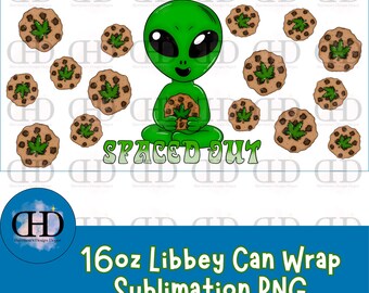 Spaced Out Stoner Libbey Can Wrap 16oz PNG | Sublimation Digital Download 300DPI
