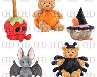 Watercolour Halloween Jelly Teddies Clipart | 23 PNG Images