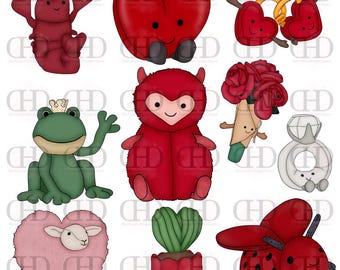 Cute Valentines Jelly Cat Inspired Clipart | 10 PNG Images