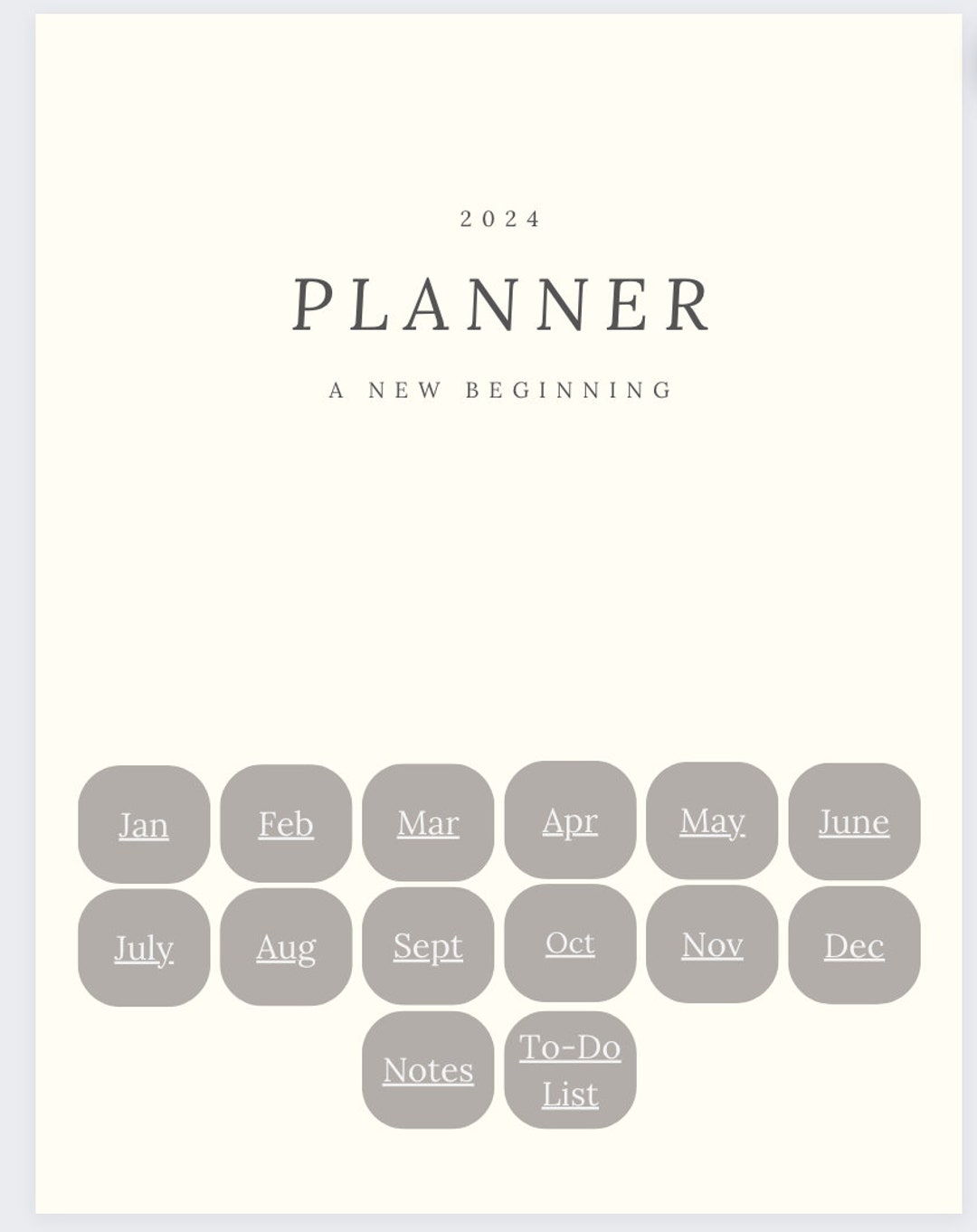 2024 Minimalist Digital Planner W/ Hyperlinks - Etsy