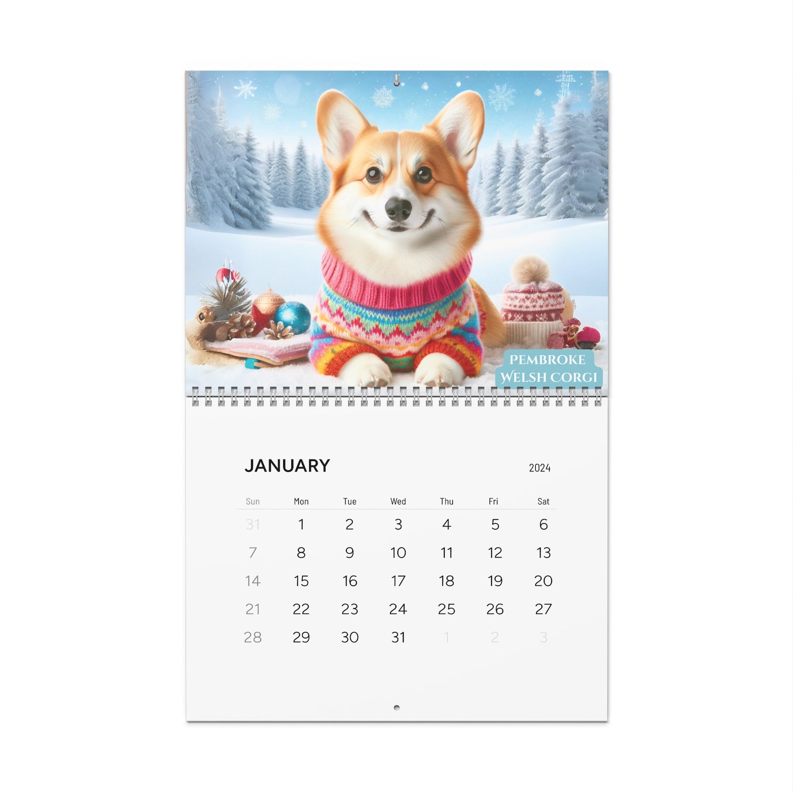 2024 Wall Calendar, 2024 Dog Calendar, Dog Breed Calendar, Unique Wall