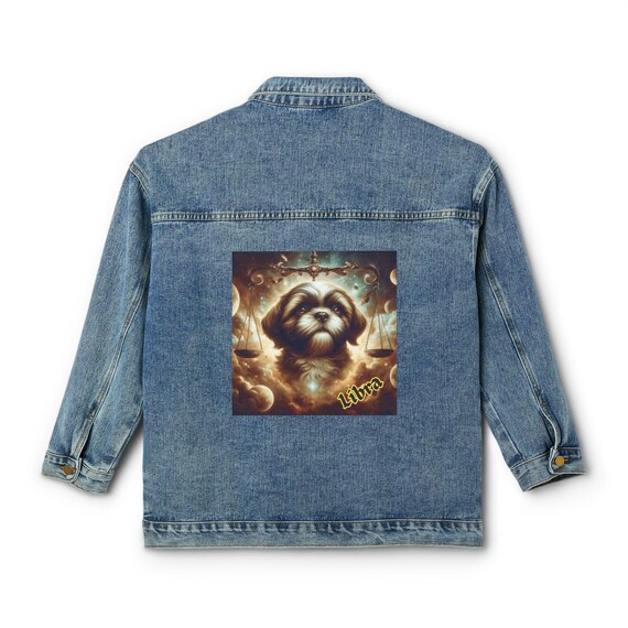 4/30まで　new york collection Jacket Libra Libra Zodiac Denim Jacket for Women - Shih Tzu Artwork - Etsy