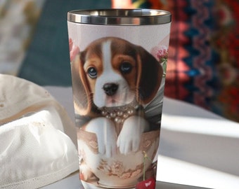 Entzückender Teetasse-Beagle-Welpe in China Teetasse-Becher | Süßes Geschenk für Hundeliebhaber