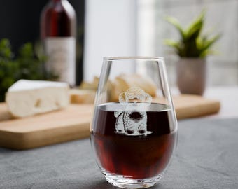 Toy Poodle Sketch and Serve Engraved Stemless Wineglass