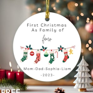 Family of Four Christmas Ornament | Family of 4 | Family Ornament | Personalized Baby's First Christmas Ornament | First Christmas Ornament