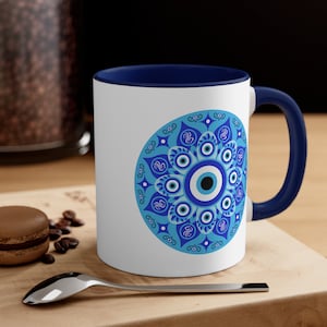 Blue Evil Eye Mug Evil Eye Design for Coffee Cup Spiritual gifts for Coffee Lovers Evil Eye Removal Good Vibes Positive Energy