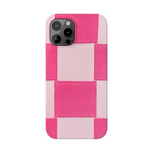 Pink Checkered Retro Phone Case for iPhone 15 Plus Pro Max 14 13 12 11 X 8 7 Trendy Phone Case