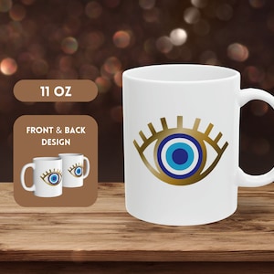 11 oz Ceramic Coffee Mug with Evil Evil Print Left and Right Hand Friendly Gift for Coffee Lover and Spiritual