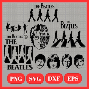 The Beatles Svg bundle, The Beatles png clipart, John Lennon Svg, Beatles CutFile, Clean Lines, Rock Band Svg, Rock Music Svg,McCartney Svg