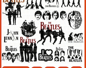 Paquete SVG de los Beatles, archivos de corte de los Beatles, clip art de los Beatles, vector de los Beatles, svg de Rock de los Beatles, svg de John Lennon, svg de Rockn Roll