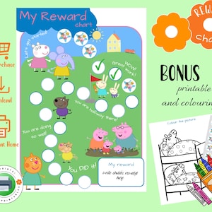 PDF Reward Chart| Peppa Pig Reward Chart | Sticker Chart | Peppa Pig Potty Chart | Potty Training |Behaviour Chart | INSTANT DOWNLOAD